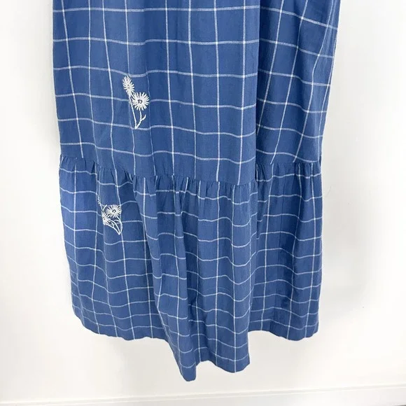 Madewell Embroidered Dress Womens Medium Blue Tiered Midi Cicely Boho  Cottage - thefunkyskunk.ie